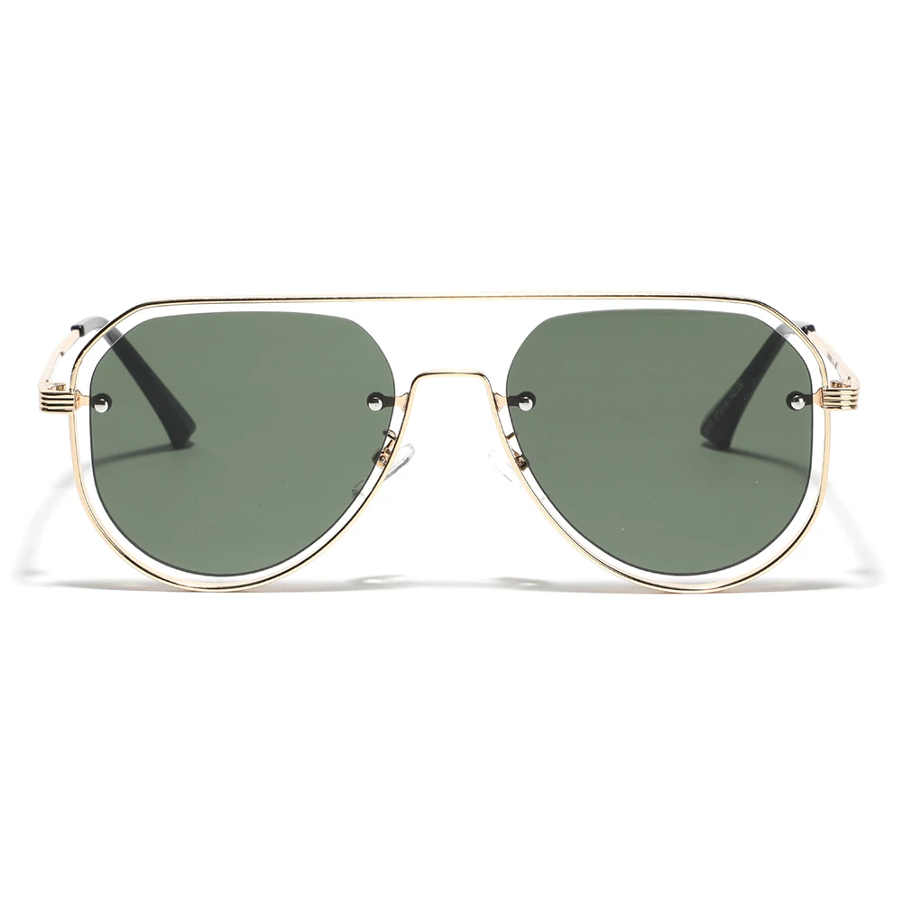 Peekaboo hollow metal sunglasses for men rivets decoration vintage sun glassess fashion women big frame green brown unisex 2024