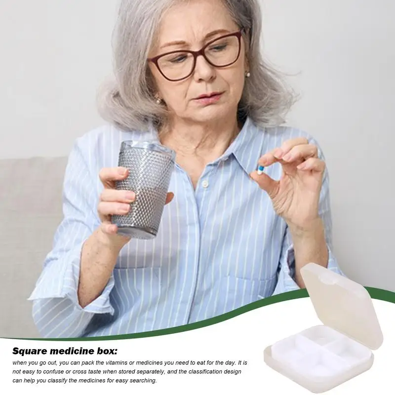 Mini portapillole Organizzatore quotidiano per pillole Scatola portaoggetti per medicinali Scatola portapillole portatile con chiusura a scatto Segmentato trasparente