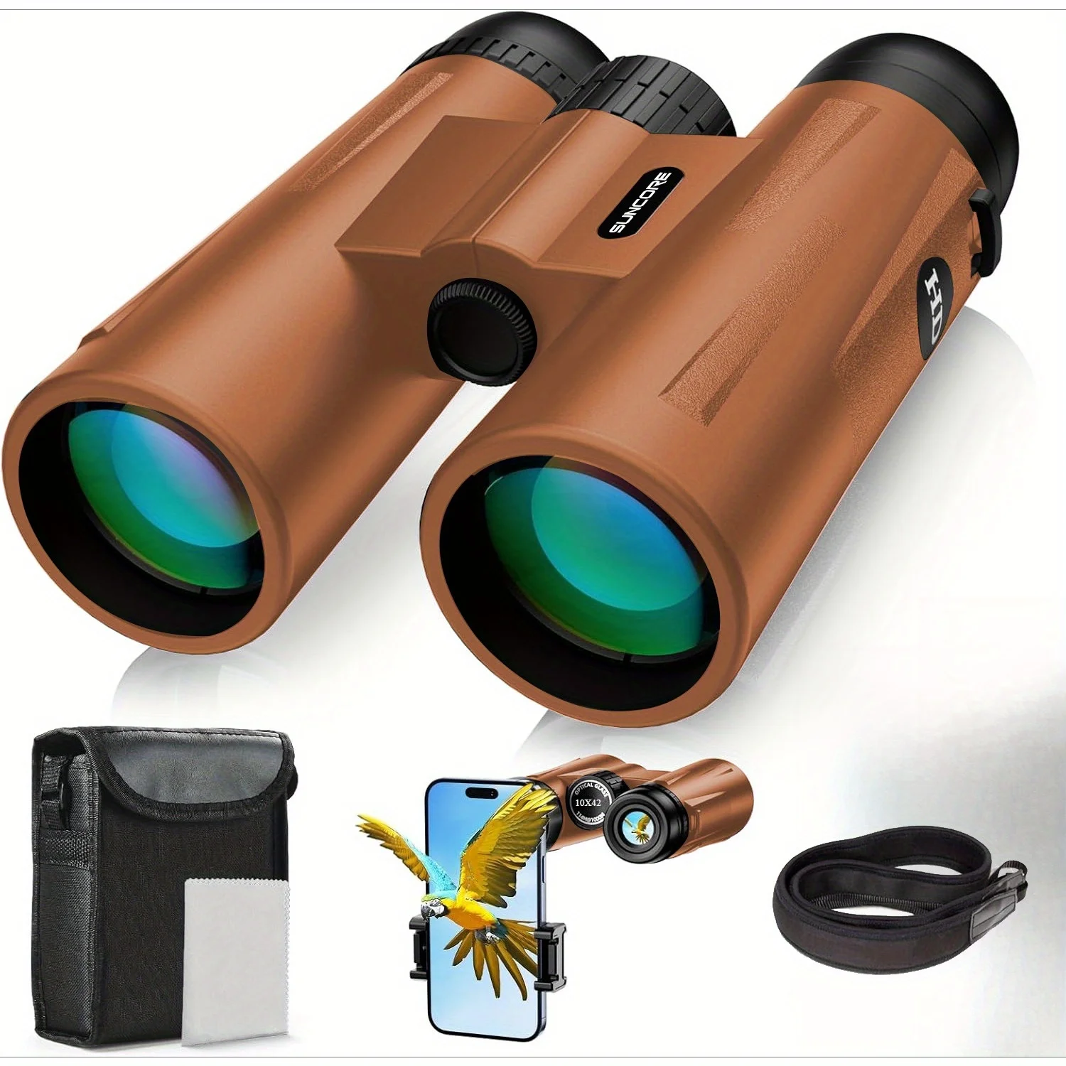 10x42 Binoculars for Adults - Professional HD Roof BAK4 Prism Lens Binoculars for Bird Watching, Hunting, Travel, Sports, Cruise
