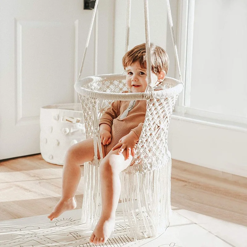 Baby Hanging Outdoor and Indoor Swing Seat Chair with Safety Belt, Durable Baby Hammock Chair