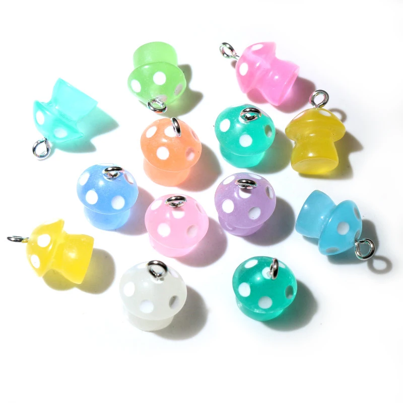 10PCS 15*11.5mm Mix Cartoon 3D Mushroom Charm For Women Girl Cute Children Gifts  Handmade Charms