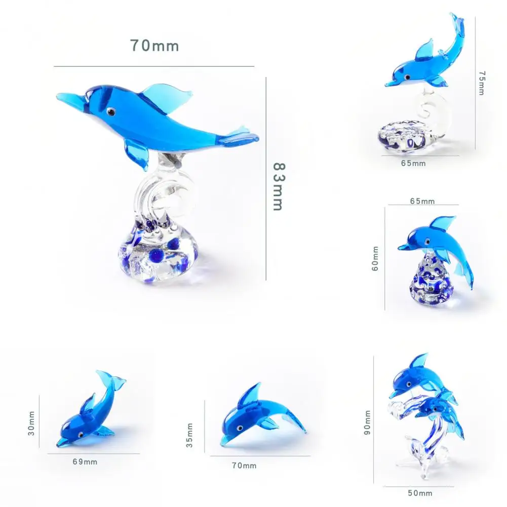 Dolphin Statue Glass Figurine Cute Dolphin Desktop Home Decoration Glass Craft Collection Animal Miniature Table Ornaments Gift