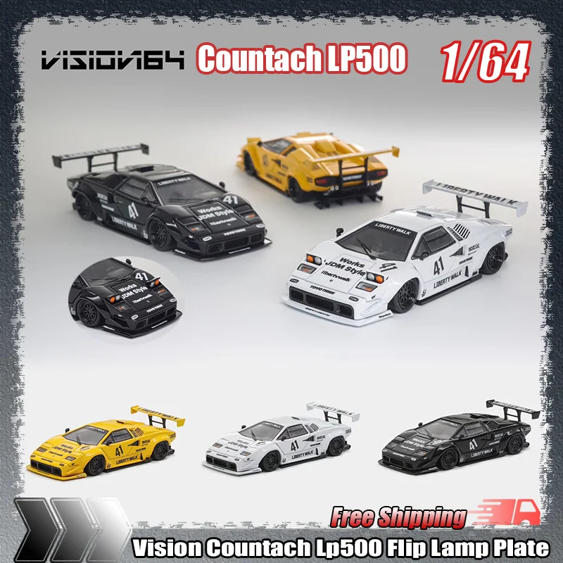 

Vision 1:64 Countach Lp500 флип-лампа, имитация сплава, миниатюрная литая модель автомобиля, детская игрушка на заказ, подарочные украшения