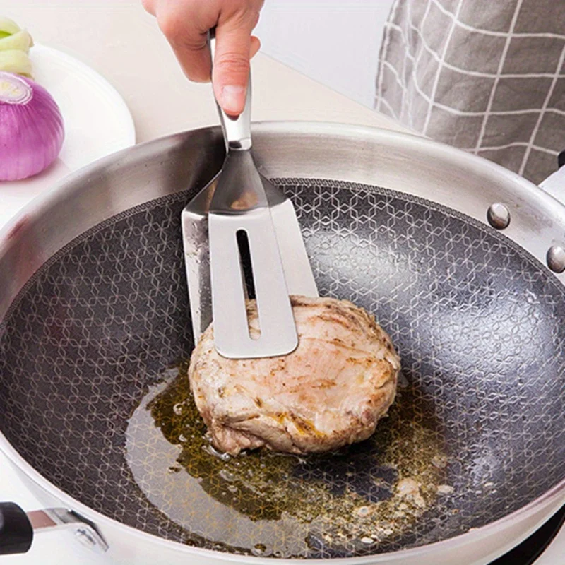 1/2/4Pcs Edelstahl Steak Clips Multifunktionale Spachtel Doppelseitige Kochen Zange Für Fisch Fleisch Pizza küche Backen Werkzeuge – Detail 9