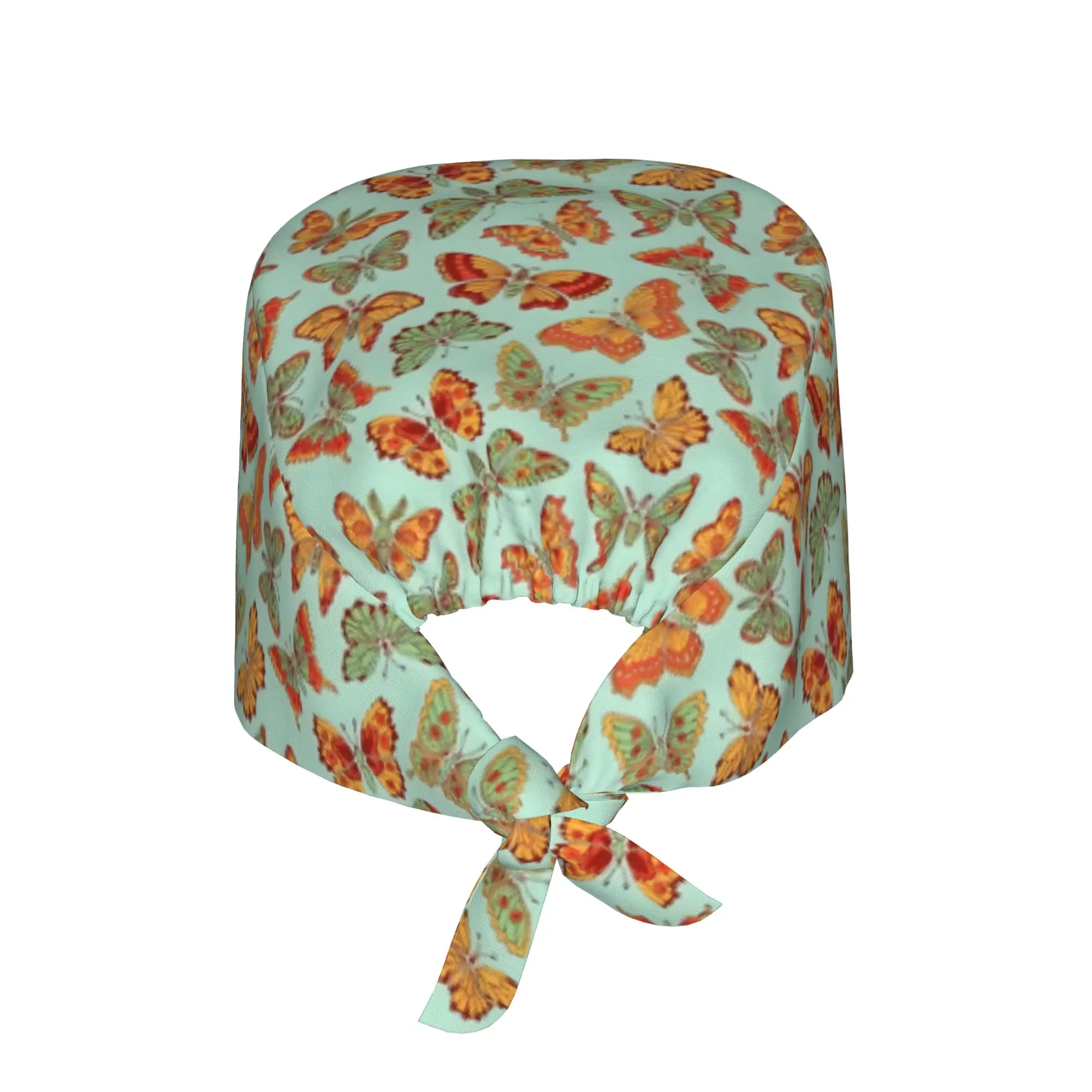 Adjustable Funny Colourful Butterfly Printed  Working Hat Women Men  Surgical Hat Scrub Nursing Doctor Surgeon Cap for Chef