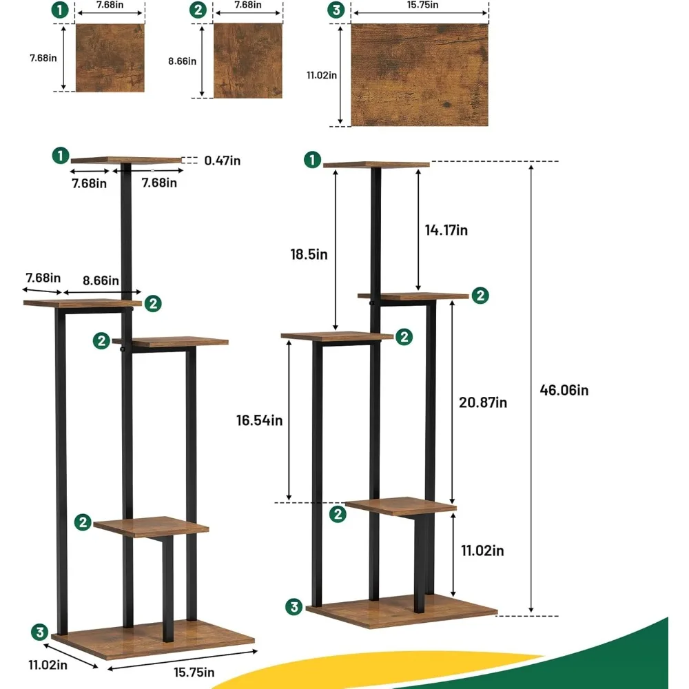 2-Pack Indoor Metal Plant Stand with 6 Grow Light, Plants Rack Display Flower Holder, 5 Tiered Corner Plant Stand Shelves