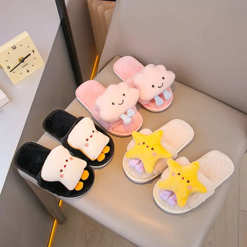 2026 Winter Essential Fluffy Open Toe Slippers for Kids Indoor Outdoor Warmth Stylish Family Pair with Non Slip Design Slippers view 6