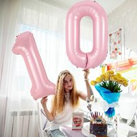 Pastel Pink Theme Balloons Number 0-9 32Inch Foil Number Balloons  Birthday Decorations Self Inflating Mylar Light Pink Balloon