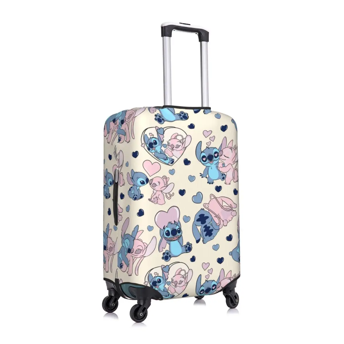 disney Stitch And Angel Love Luggage Cover Fits 18-32 Inch Suitcases Elastic Suitcase Cover Protector Travel Accessories