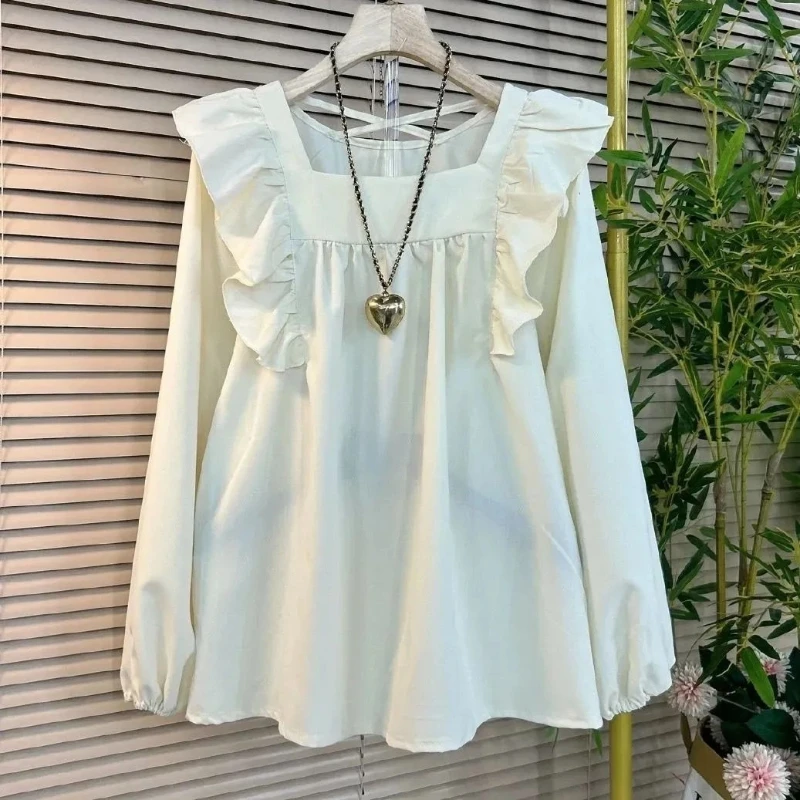 Abbigliamento donna Semplicità Solido Allentato Strada Camicetta casual Primavera Autunno Nuova camicia vintage a maniche lunghe Top Moda Stile pigro