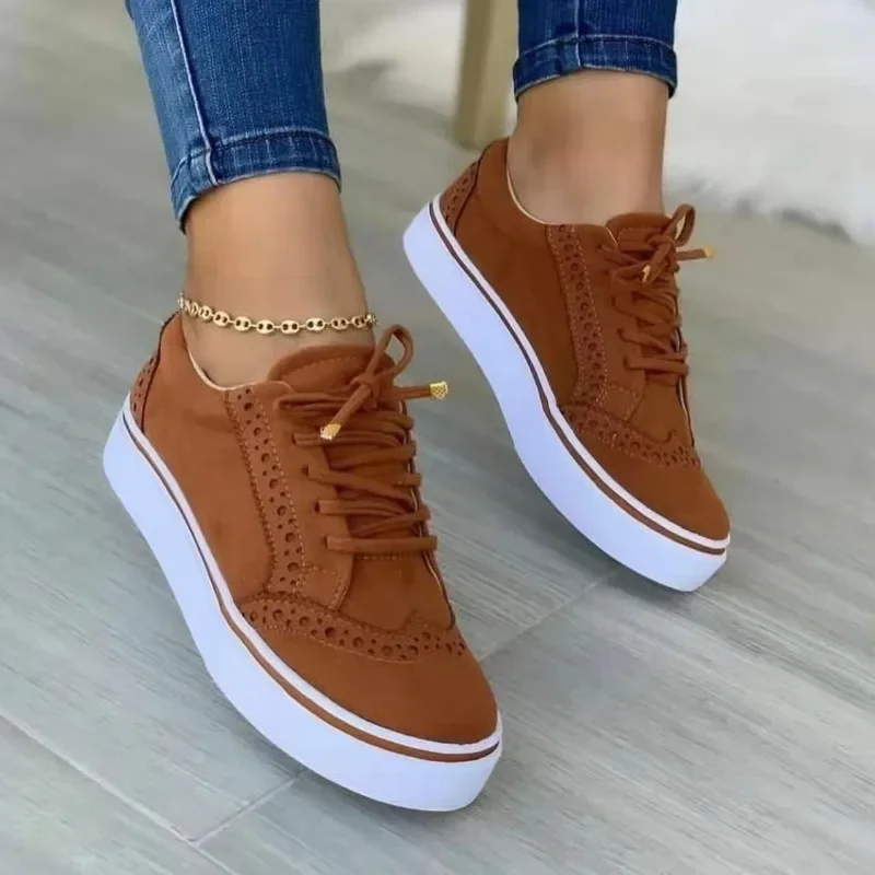 2024 Brand Ladies Shoes Front Lace-up Women's Vulcanize Shoes Fashion Round Head Hot Sale Plus Size Comfortable Casual Shoes