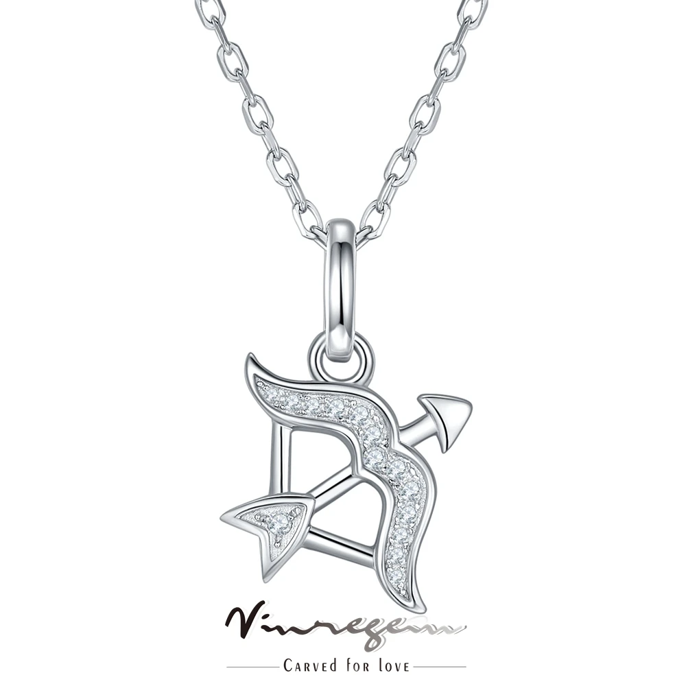 

Vinregem 925 Sterling Silver 18K White Gold 100% Diamond Tested VVS1 D Moissanite Sagittarius Necklace For Women Gift Wholesale