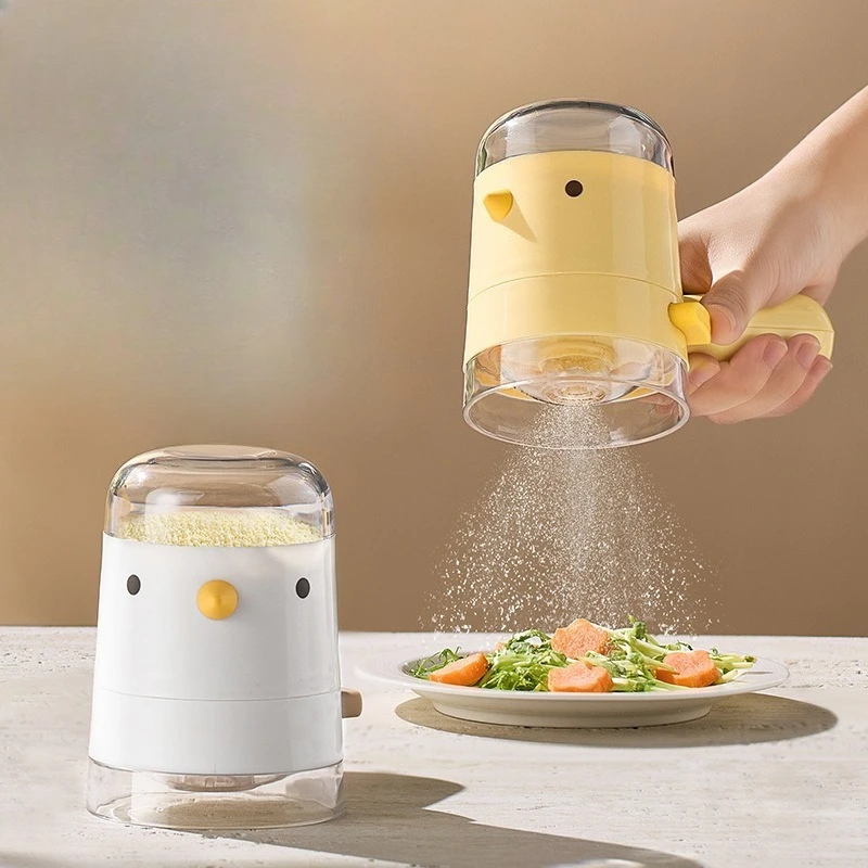 Bird Shape Press Type Quantitative Salt Shaker Large Caliber Easy Refill Clean One Hand Operation Quantitative Seasoning Bottle
