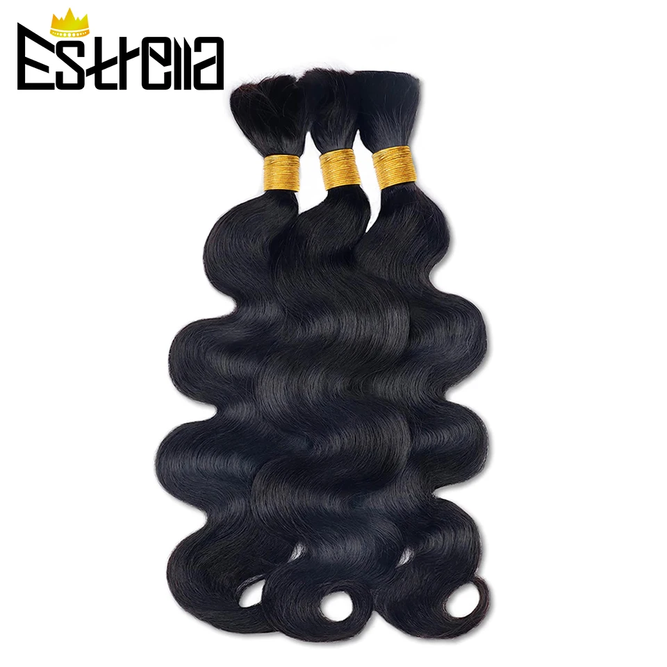 Mechones de cabello humano negro Natural para trenzar, extensiones de cabello brasileño a granel, ondulado, sin trama