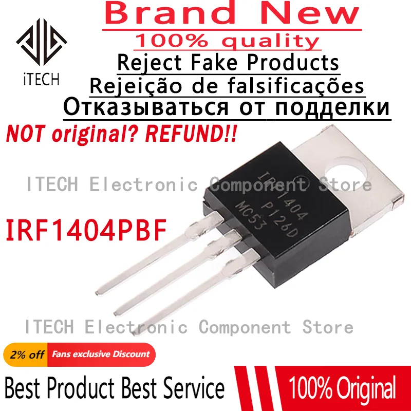 

(10-100)pcs/lot Original IRF1404 IRF1404PBF Field Effect Tube 162A/40V Package TO220 New