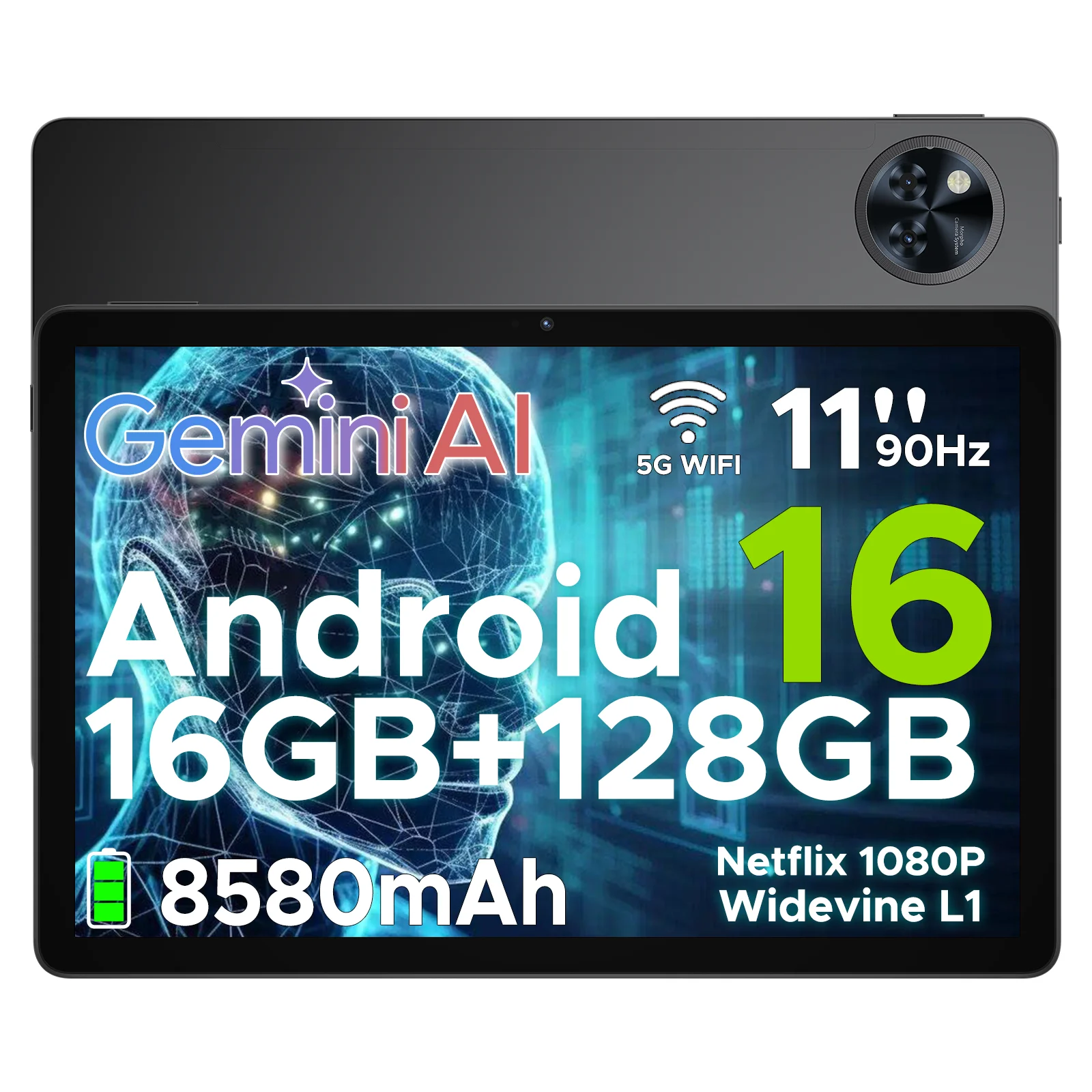 DOOGEE U11 2 in 1 Tablet PC 16GB(4+12) 128GB 11" Ultra-clear 90Hz Display Unisoc T606 8580mAh Battery Android 16 Widevine L1 image 3