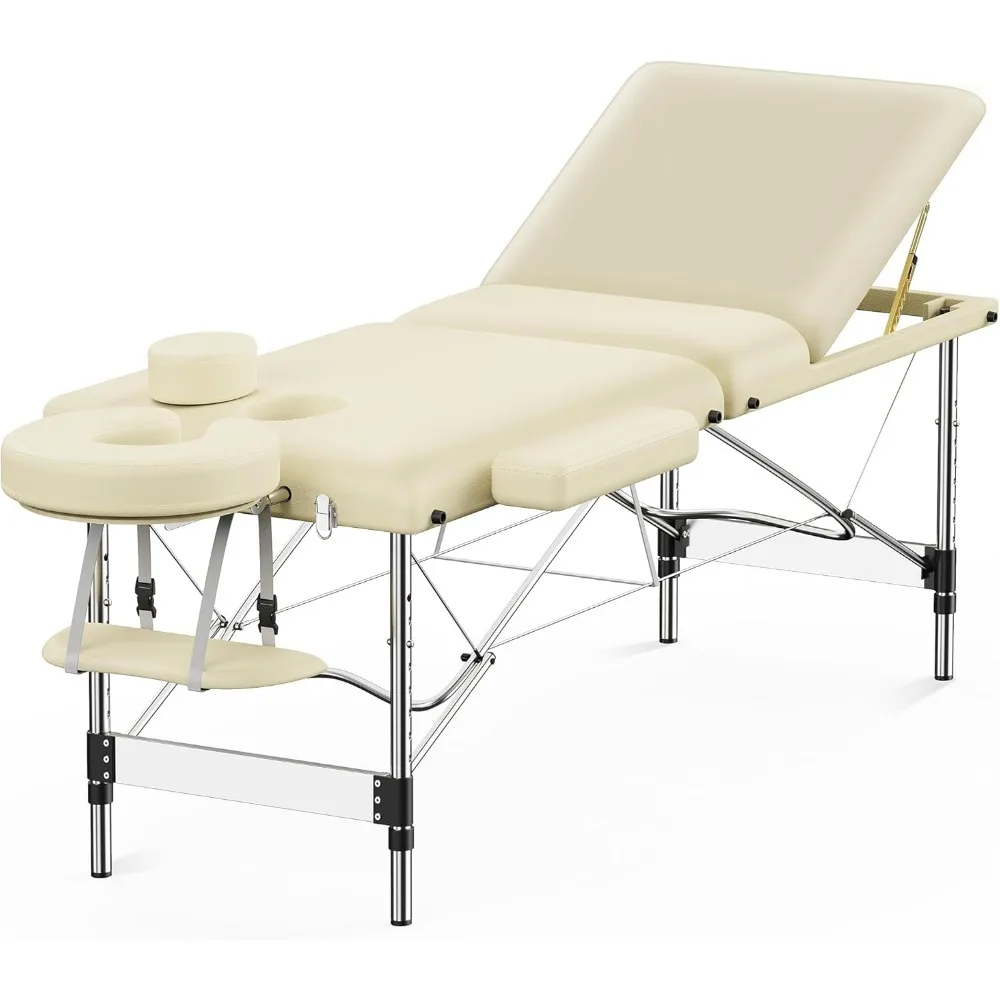 Massage Table Portable 84" Long 24" Wide Professional 3 Sections Reclining Massage Bed Lash Bed, Aluminium Adjustable