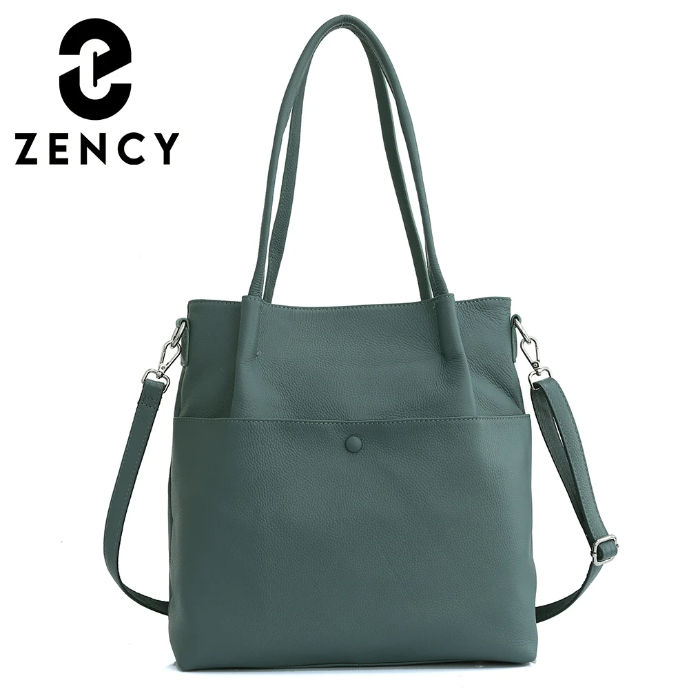 

Zency Cowhide Leather Spring Women's Shoulder Bag Large Capacity Shopper Commuter Casual Handbag Female Bucket Crossbody Vintage