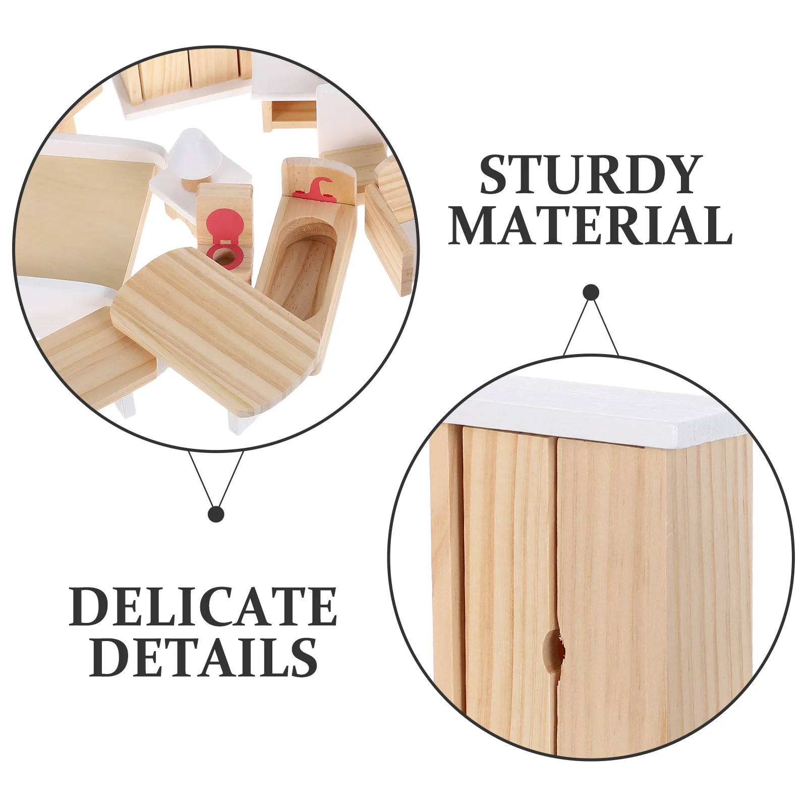 1 set 1 set houten mini-meubels voor kinderen schaal 1:12 tafel stoel set fantasiespel keuken woonkamer - Montessori poppenhuis