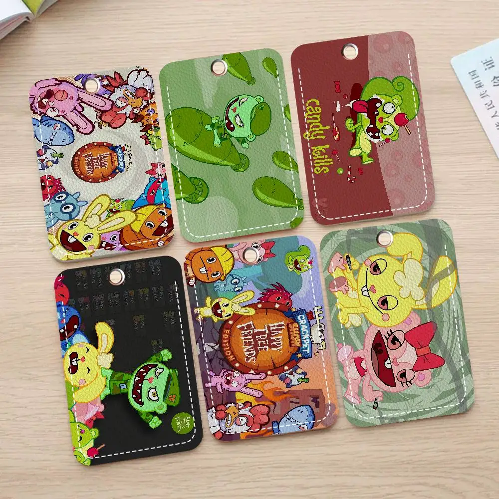 Happy Tree Friends Bank Card,Subway, Bus Card Holder Keychain Key Ring Door Access Tags ID Card Case Keychain Access