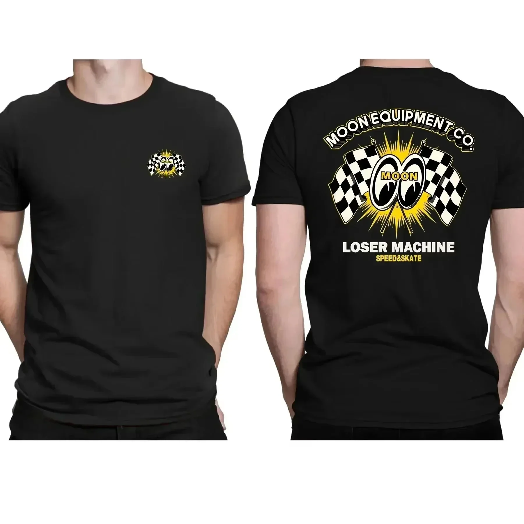 2026 Neues Herren Mooneyes Moon Equipped Speed Letter Bedrucktes T-Shirt Trendiges Cooles Streetwear Übergroßes Schwarzes Kurzarm-Oberteil – Detail 6