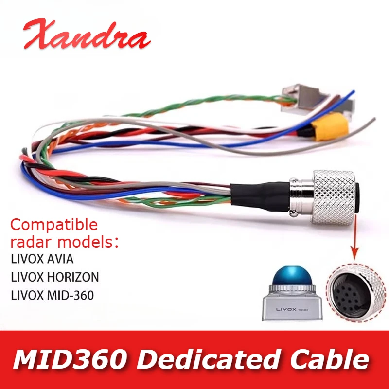 Cabo Conector de Radar Mid360 Livox TX30, Cabo de Alimentação Ethernet, Cabo de Função, Cabo de Dados e Alimentação CE Avai, Cabo de Aviação M12, Cabo 1 para 3