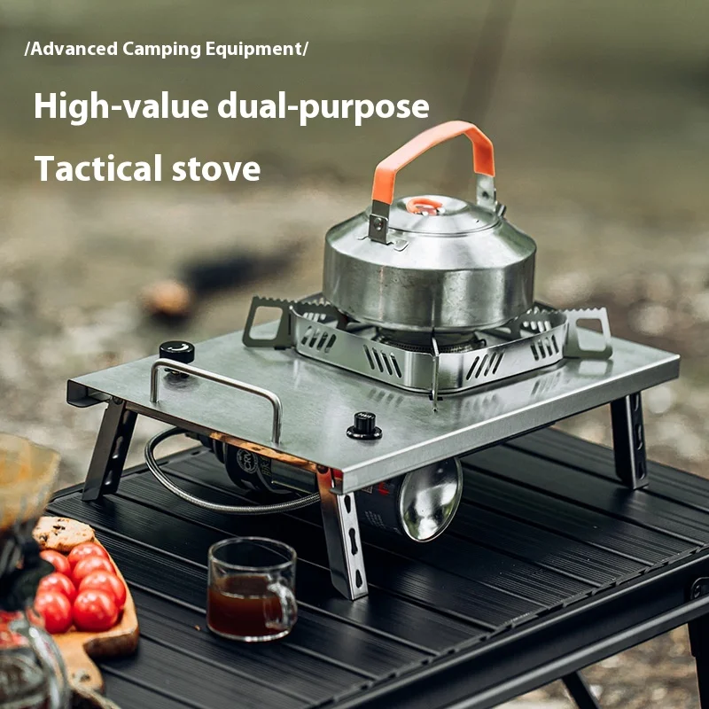 Portable Outdoor Gas Stove IGT Windproof Burner for Camping and BBQ  with Windscreen for Backpacking and Hiking