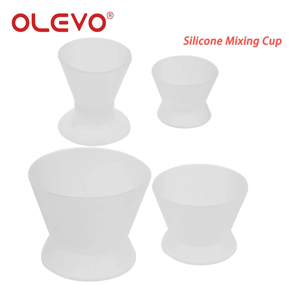 OLEVO 4 Pcs Dental Silicone Mixing Bowl Flexible Self Solidifying Cup Dishes No-Stick Flexible Dentistry Laboratory Tools