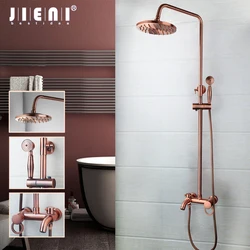 JIENI-Ensemble de douche à main en cuivre antique, pommeau de douche à effet pluie, douche de bain, ensemble de centre commercial, 3