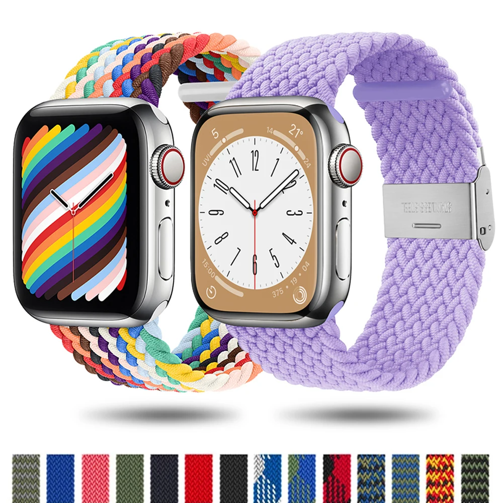 

Braided solo loop For Apple Watch band 44mm 45mm 41mm 40/42/38mm Adjustable Nylon Elastic belt Bracelet iWatch serie 76 34 5 SE