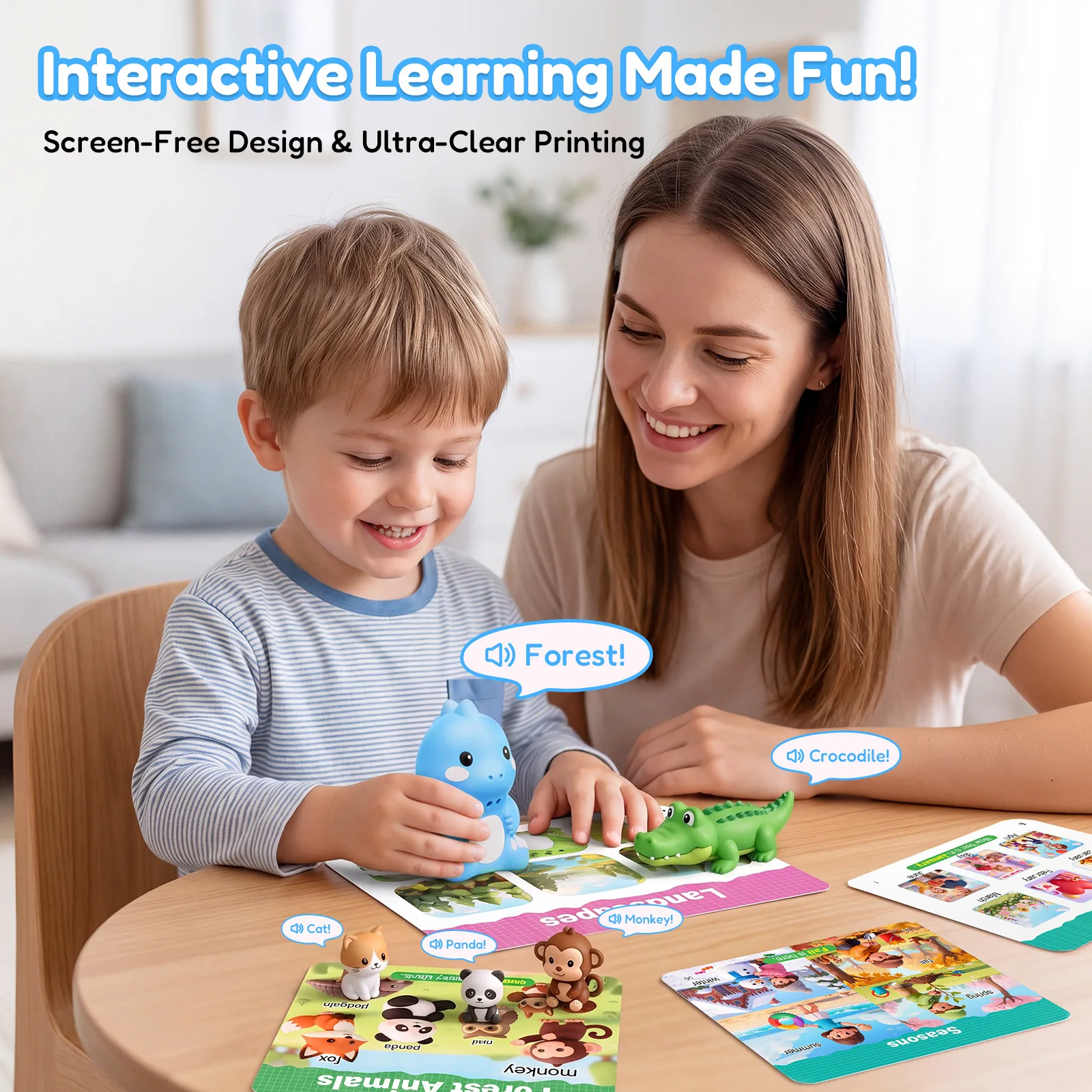 Interactive Card Reading Pen for Kids - 84 Cards English Learning Toy, Silicone Educational Book, Portable Early Education Gift