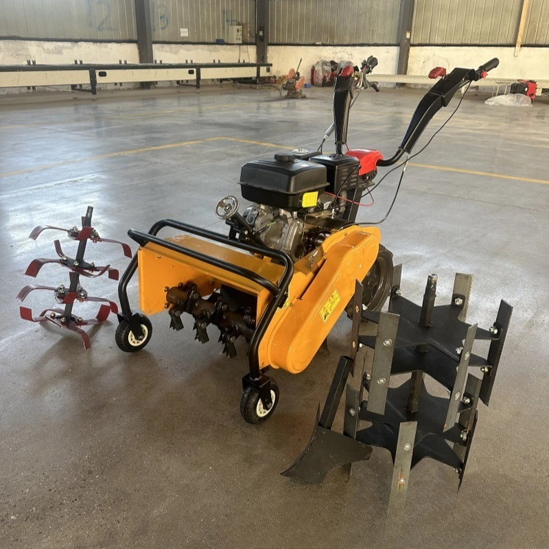 Hand-pushed four-wheel drive self-propelled rotary tillage herbicide and grass crushing machine