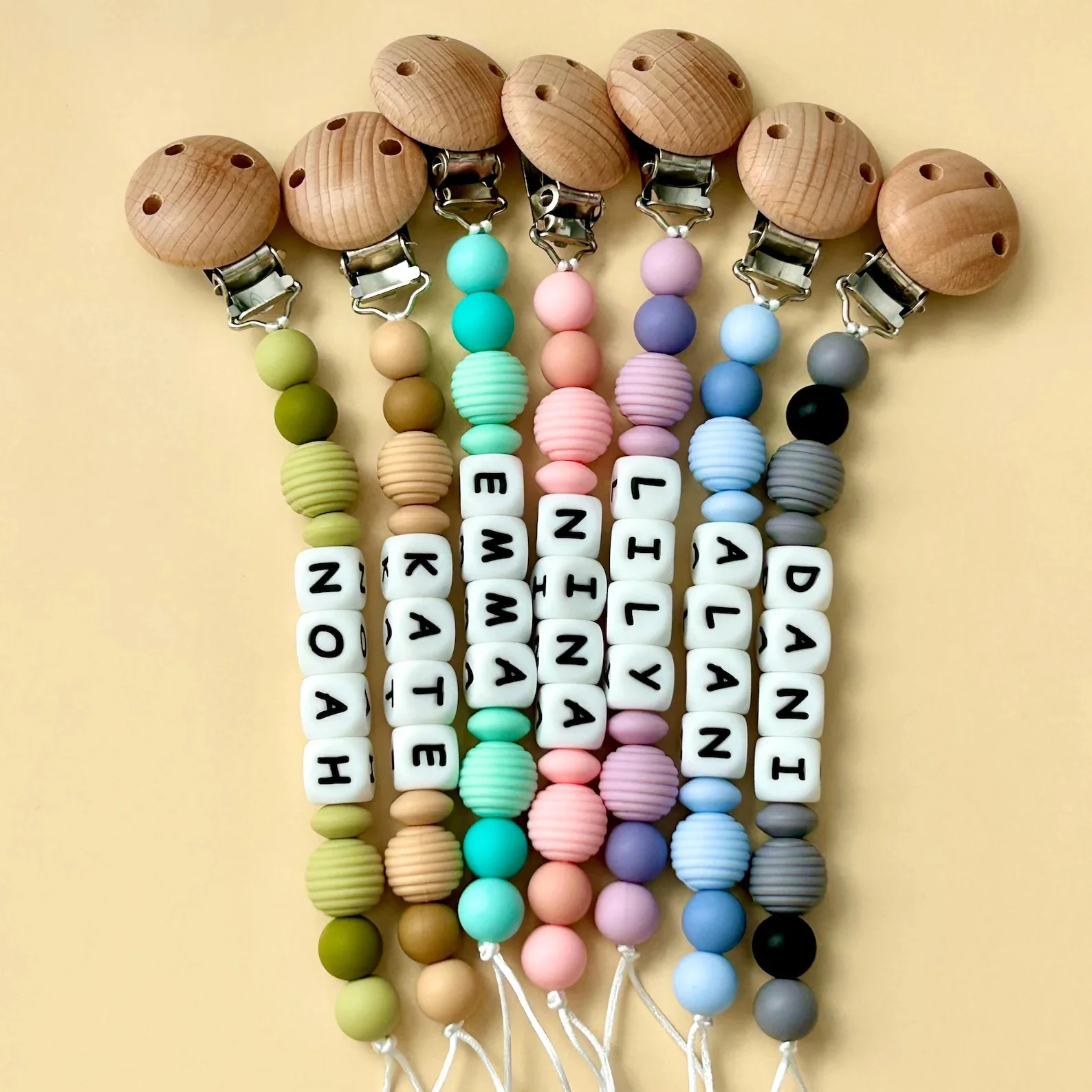 Personalized Baby Pacifier Clip Chain Custom Name Silicone Beads Dummy Clips BPA Free Teether Anti-Lost Soother Holder