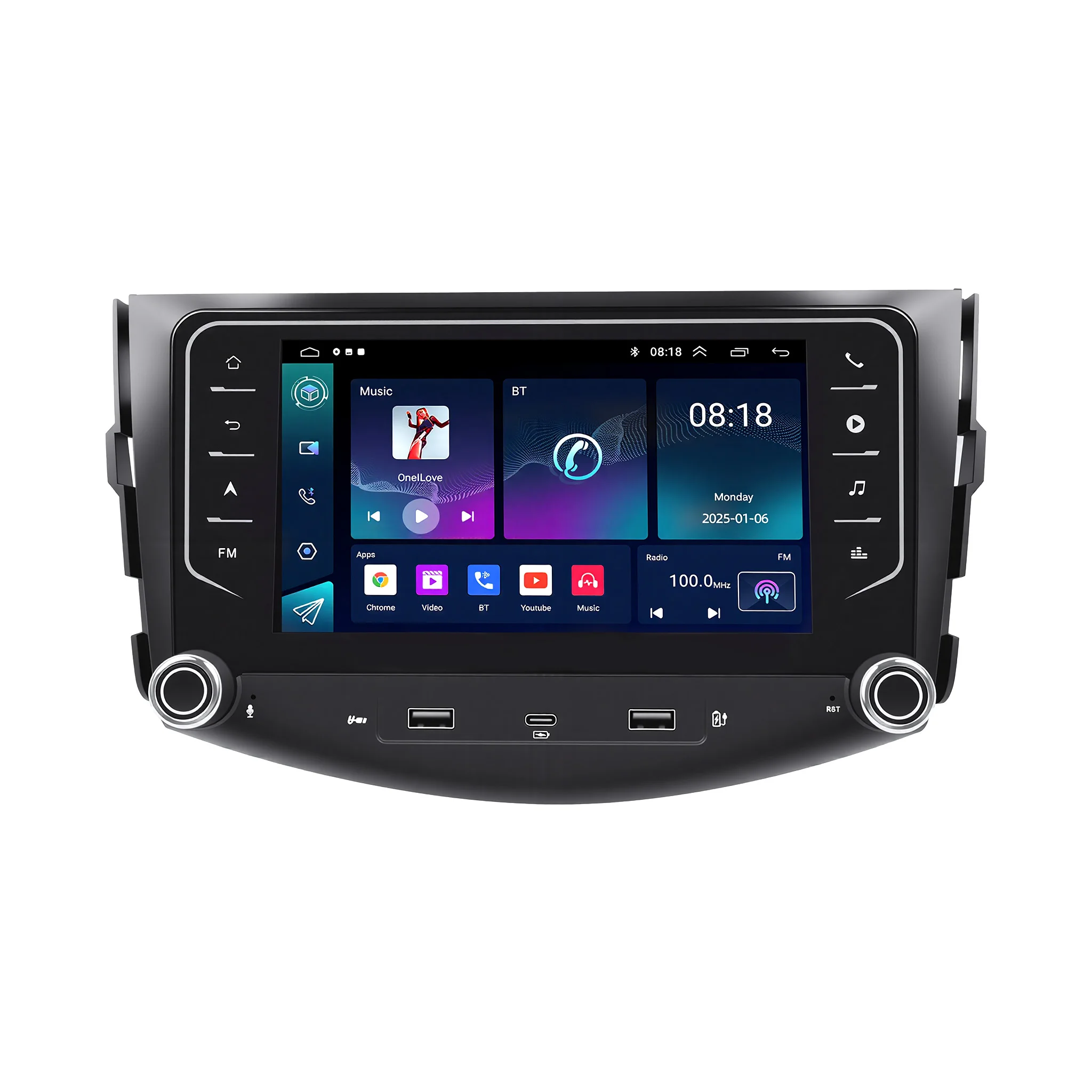 7“Android Car Radio For RAV4 2006 to 2014 Full Touch Wireless CarPlay Android Auto GPS Nav Bluetooth Steering Control