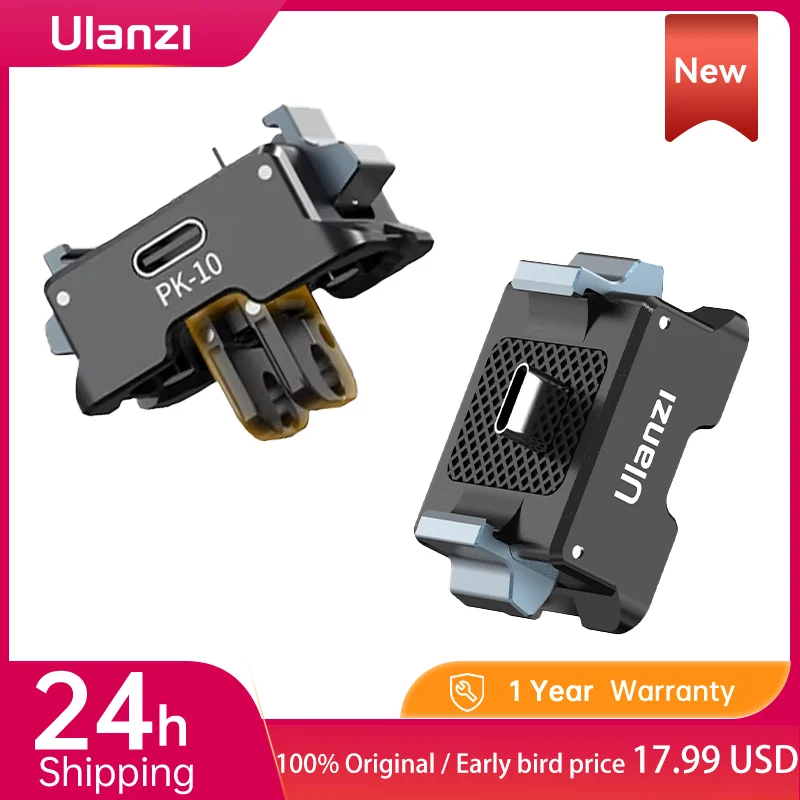 Adaptador de expansão Ulanzi PK-10 Pocket 3 para DJI Osmo Pocket 3 com parafuso de 1/4 \