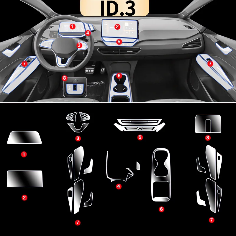 

For Volkswagen ID.3 21-24 interior protection Dashboard Multimedia GPS Navigation Transparent Scratch-Resistant Film Modificatio