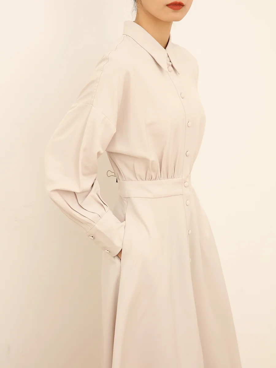 

Original Faion irt Dr Women's Autumn Winter Slimming High Waist A-Line Midi Skirt Single Button Pure Color Commute Sle