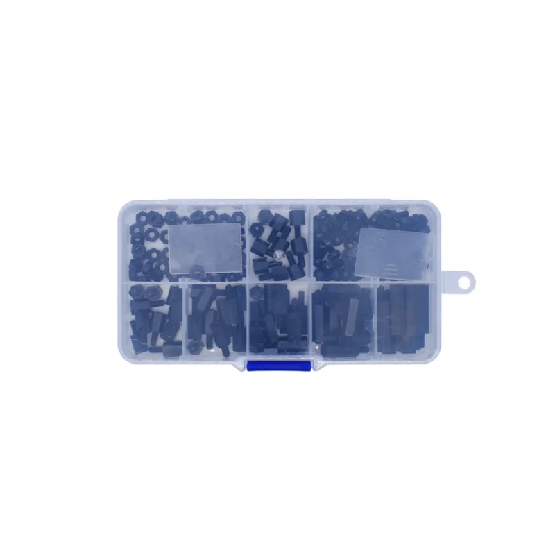 Espaçadores De Nylon Sortidos Kit, M3, Hex, M-F Parafusos, Preto, Standoff