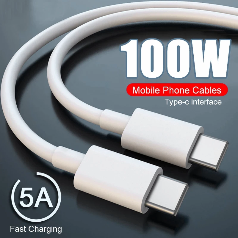 5A 100W Type C to Type C Data Cable QC 4.0 3.0 USB C to USB C Fast Charging Wire Cord for iPhone 15 Pro Xiaomi 13 Huawei Oneplus