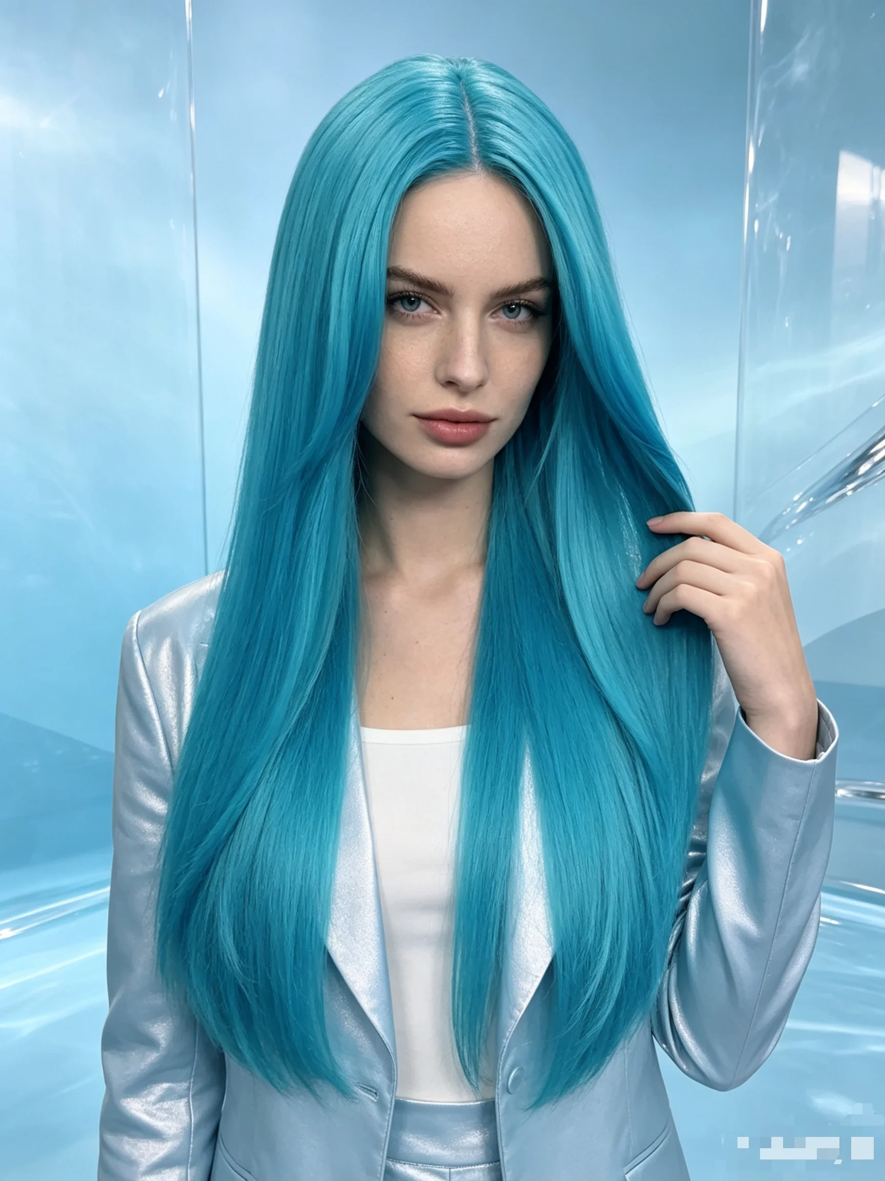 Blue Long Straight Synthetic Wig with Bangs, Natural Style Hair for Daily Wear, Cosplay and Parties