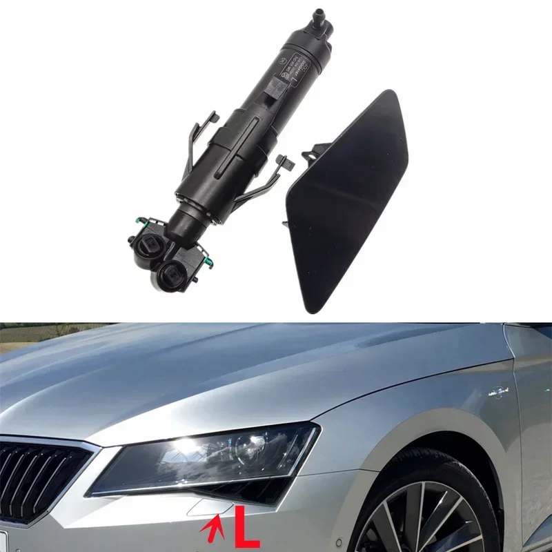 For Skoda Superb III 2016-2018 Front Bumper Headlight Washer Spray Nozzle Headlamp Pump Actuator Cover