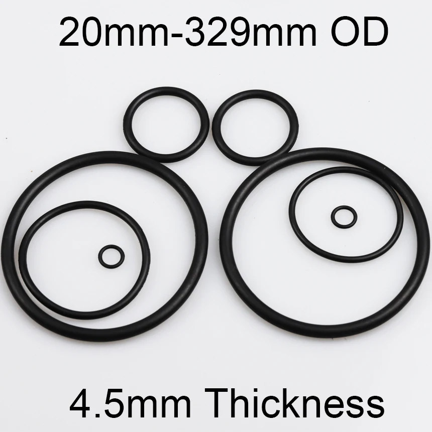 4.5mm Thickness CS 20-329mm OD Black NBR Rubber Joint Round Washer O Shape Circular Rings Gasket O-Ring Seal Sealing O Ring