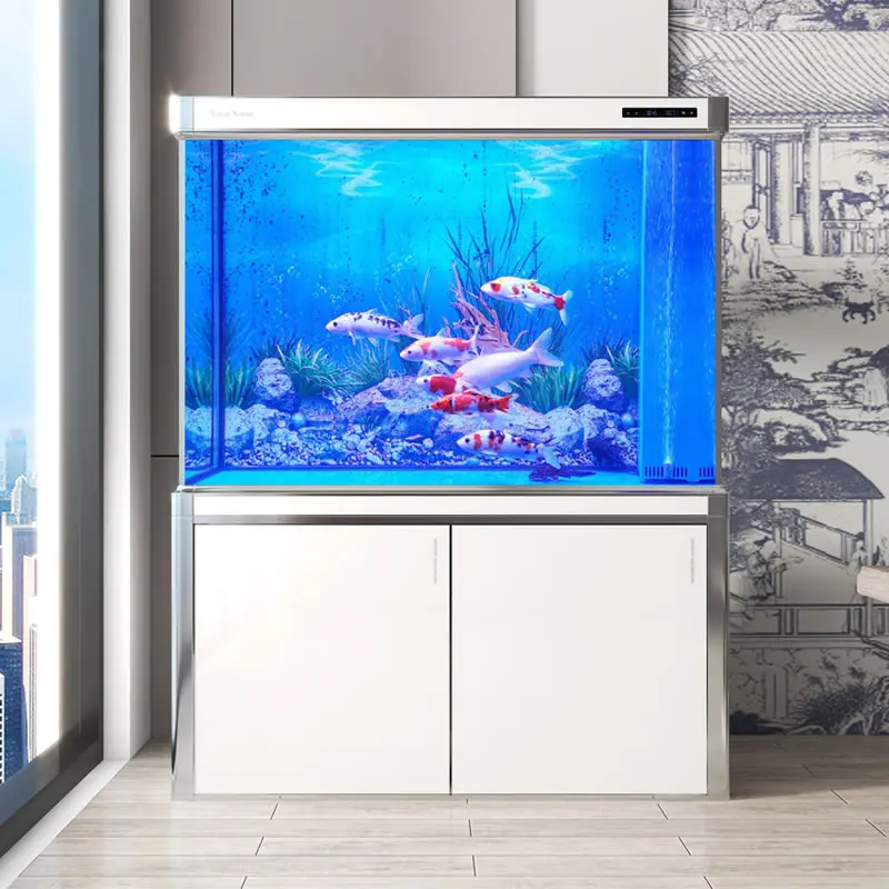 

Customized Large Floor Partition Fish Tank Glass Aquarium Ecological Tank Bottom Filter Household Tank Free Of Water Change