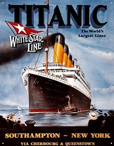 Poster Discount Titanic White Star Line Cruise Ship Retro Vintage Tin Sign - 8X12 sign