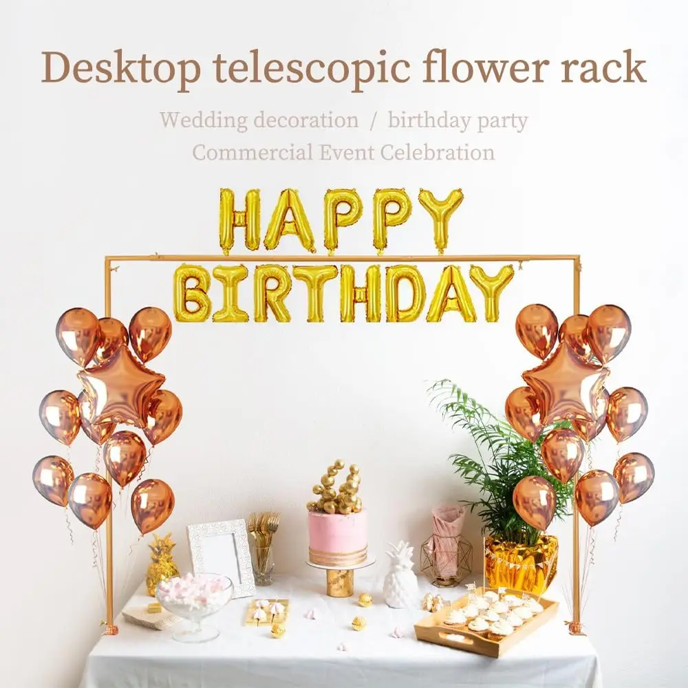 

Adjustable Iron Table with Rectangular Bracket Gold Table Arch Telescopic Stand for Festival Party Top Support