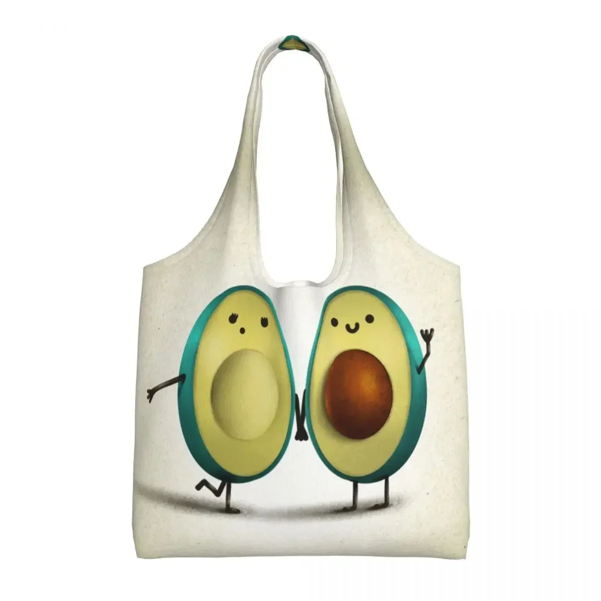 Kawaii Printing Avocado Love Shopping Tote Bag Portable Canvas Shopper Shoulder Fruit Vegan Bags Photography Handbags