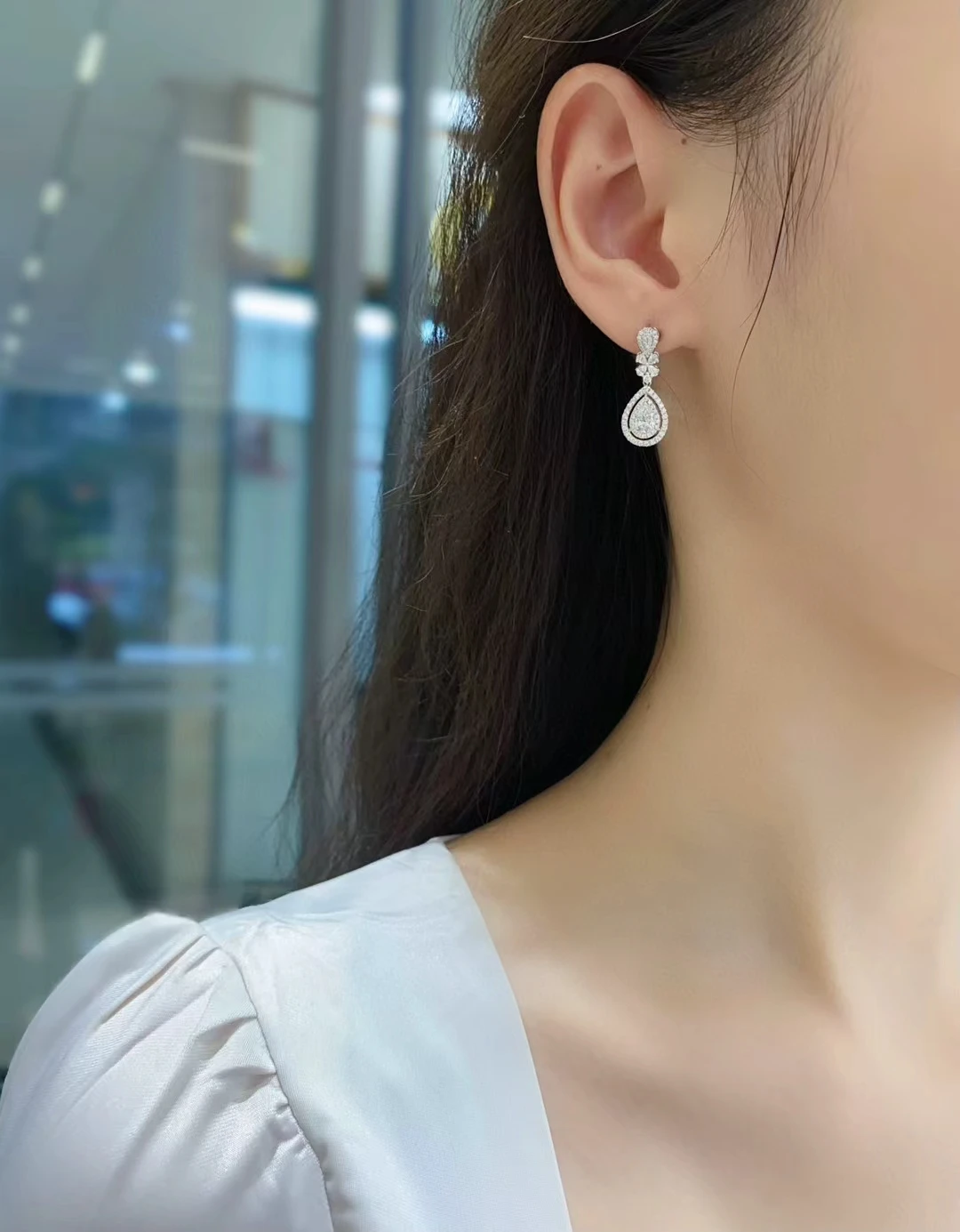 14K Gold Laboratory-Grown Diamond Teardrop Earrings, 0.5 CT Diamond Stud Earrings, IGI CVD HPHT Platinum Earrings and Ear Backs