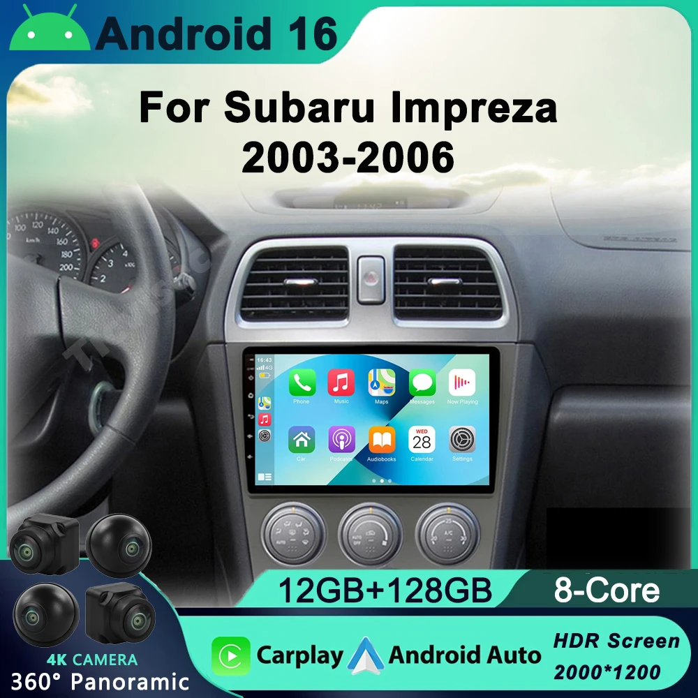 

Android 16 Car Radio Multimedia Video Player Navigation GPS 4G Carplay For Subaru Impreza GD GG 2002 - 2007 Head Unit No 2 Din
