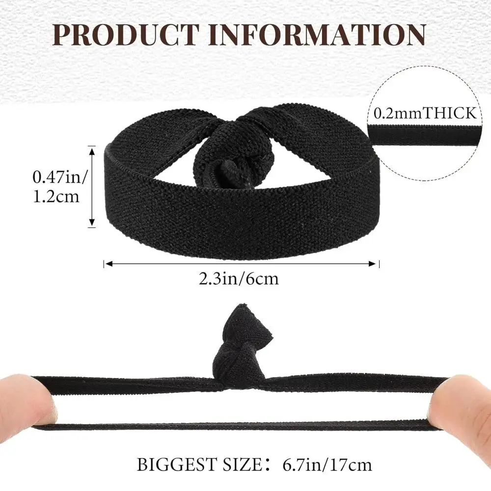 男性用フラットノットヘアティー、ソリッドエラスティックバンド、損傷なしの男性用バンタイ、ヘアアクセサリー、セットあたり6個