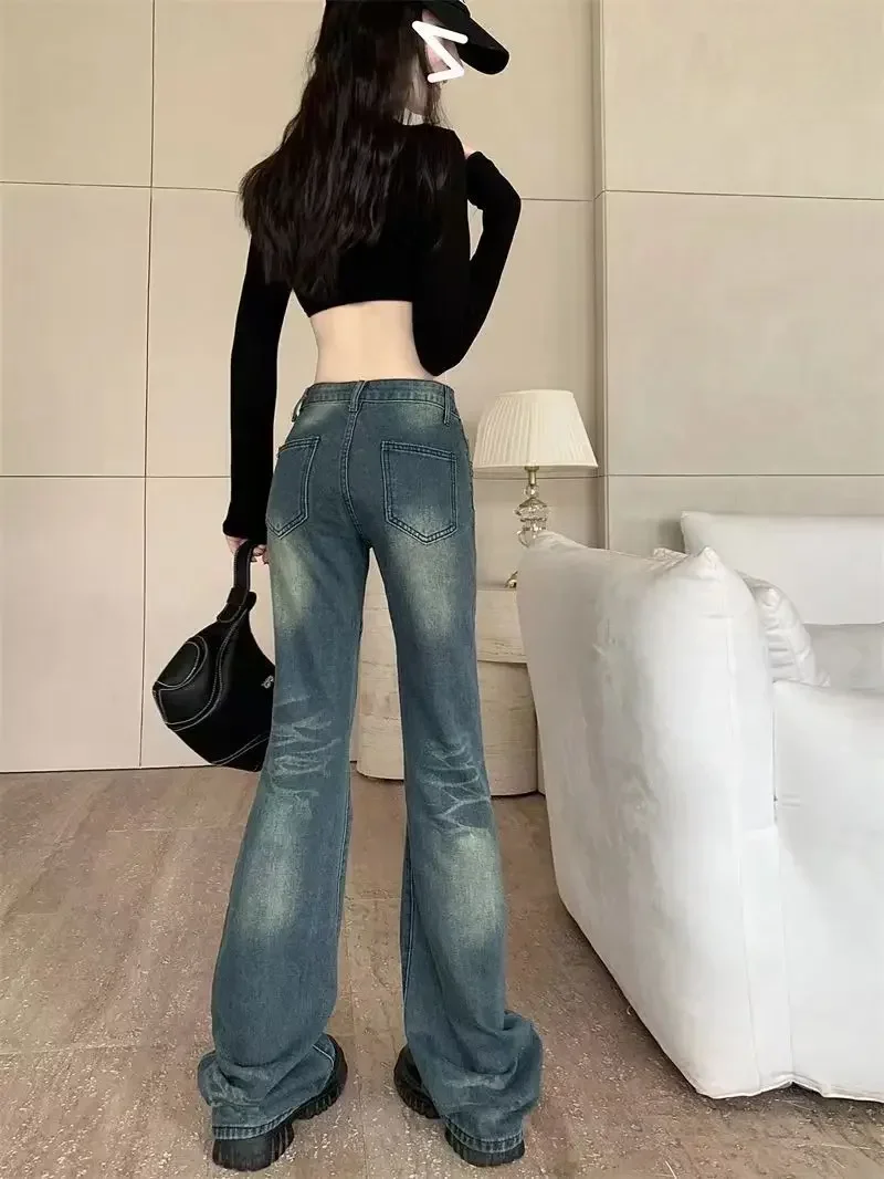 Europa e stati uniti Spice Girl Jeans donna nuova primavera lavaggio acqua Skintight Microhorn Jeans a vita bassa colore incantesimo